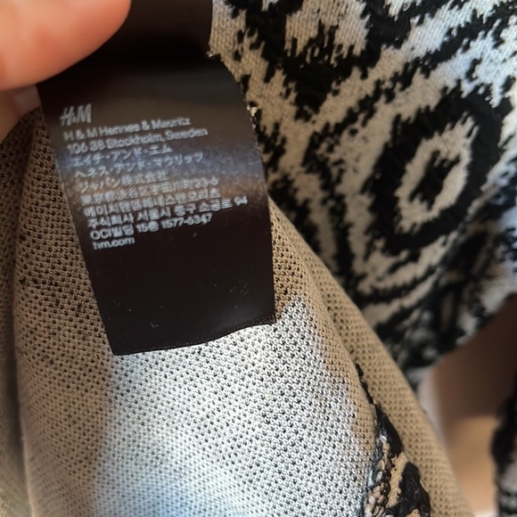 H&M Textured Cotton-blend Zip Mock Neck 3/4 Sleeve Skater Dress Size S - Picture 8 of 8